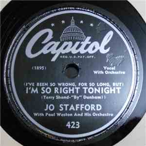 Jo Stafford With Paul Weston And His Orchestra - I'm So Right Tonight / Passing By download free
